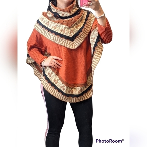 Bundle Reserved Handmade Women's  Alpaca Wool Poncho in Peru size S/M - Picture 3 of 5